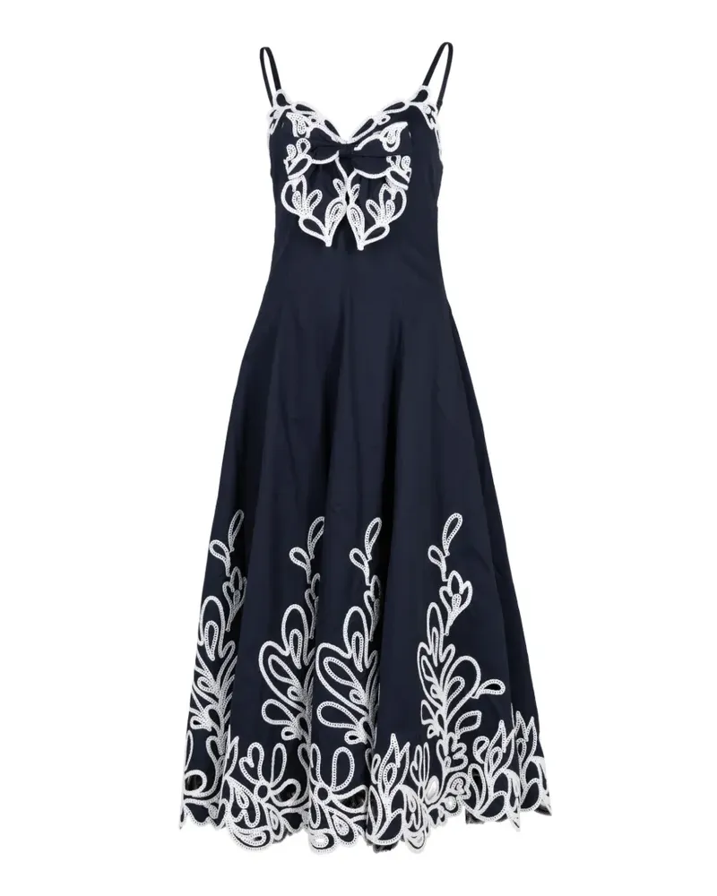 Cinq à Sept Paisley Bloom Midikleid mit Schleifendetail - Blau Blau