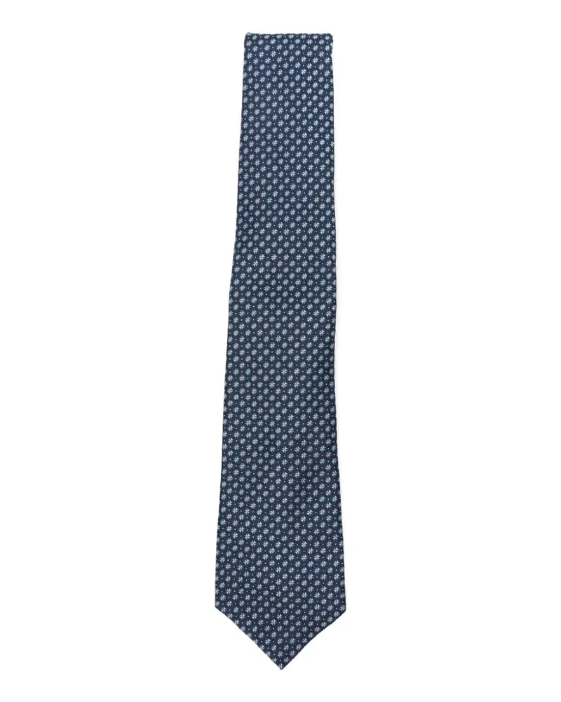 Kiton geometric-pattern silk tie - Blau Blau