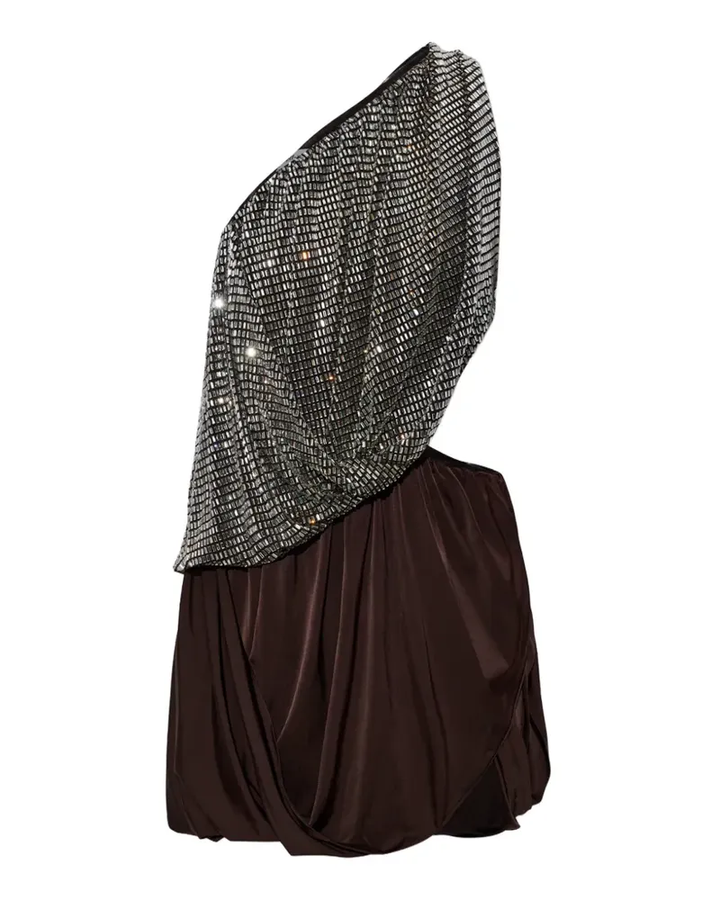 Self-Portrait Minikleid mit Strass - Braun Braun