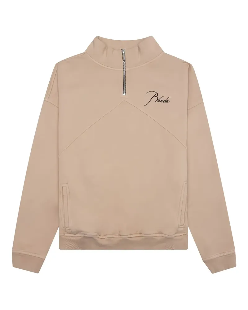 RHUDE Besticktes Sweatshirt mit kurzem Reißverschluss - Nude Nude