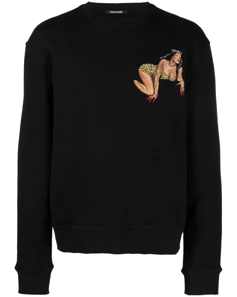 Roberto Cavalli Sweatshirt mit Patch-Detail - Schwarz Schwarz