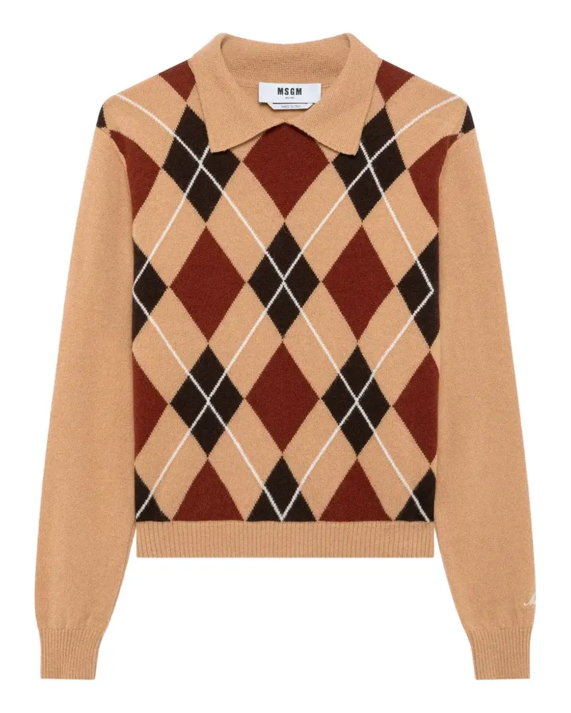 MSGM Pullover mit Argyle-Muster - Nude Nude