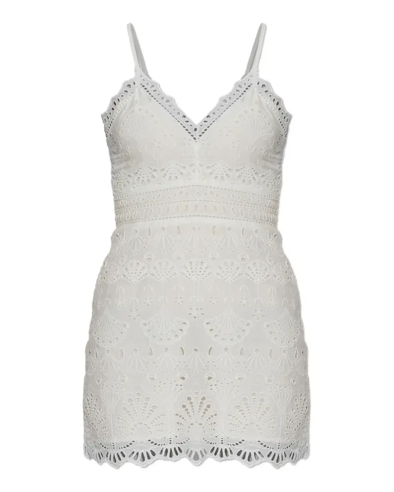 LoveShackFancy Peppy Minikleid mit Lochstickerei - Weiß Weiß
