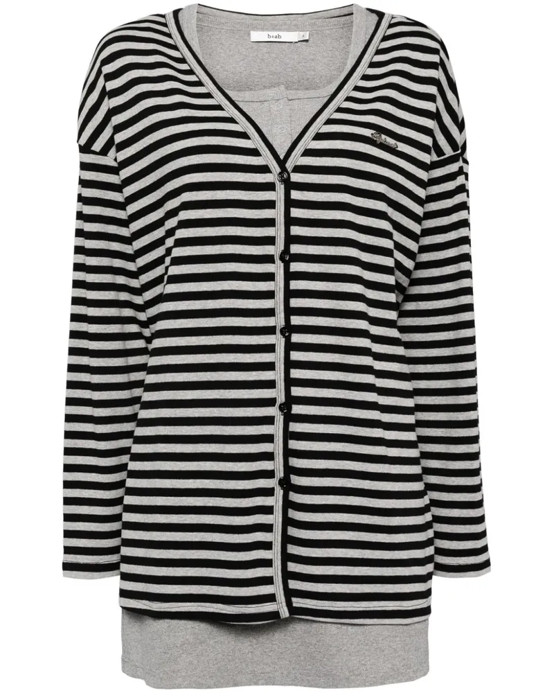 b+ab Gestreifter Cardigan - Schwarz Schwarz