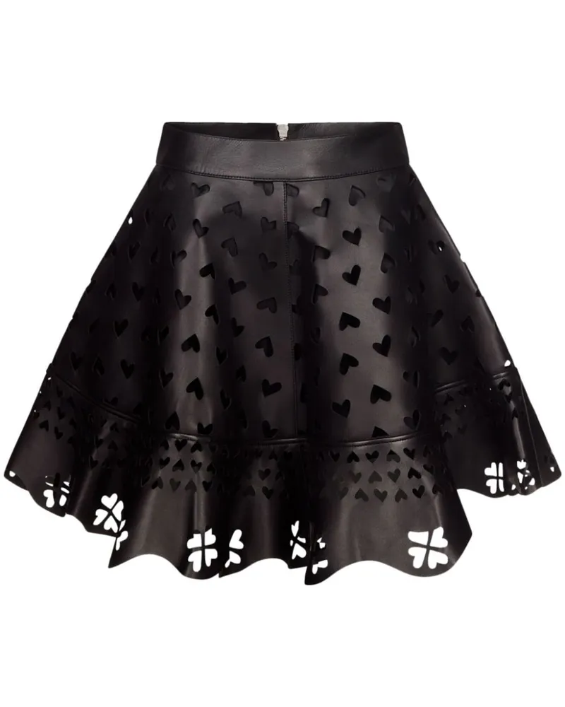 Area Leder-Minirock mit Laser-Cuts - Schwarz Schwarz