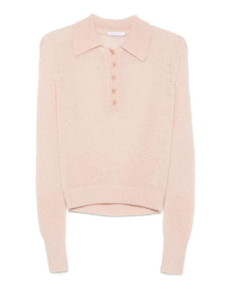 Patrizia Pepe mohair-wool blend polo top - Rosa Rosa