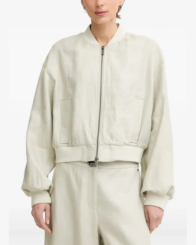 Armani Exchange oversized linen twill bomber jacket - Nude Nude