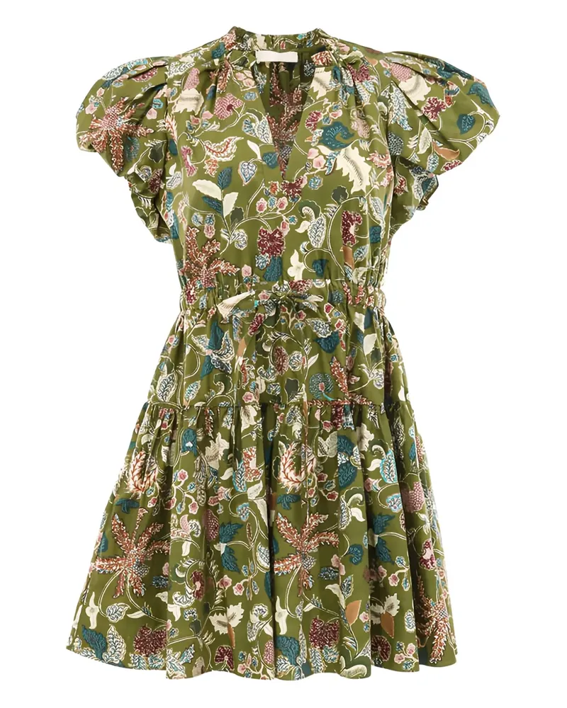 Ulla Johnson Izel puff-sleeve floral mini dress - Grün Grün