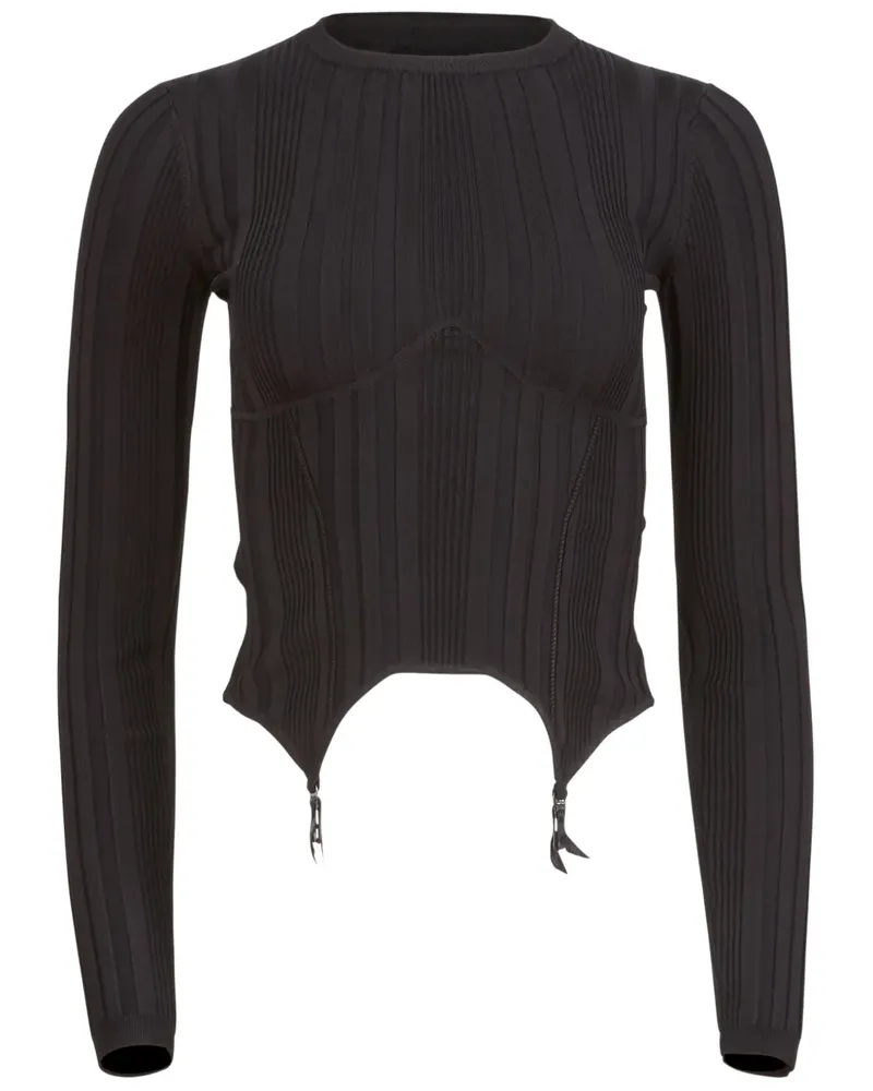 Fleur Du Mal Garter Oberteil - Schwarz Schwarz