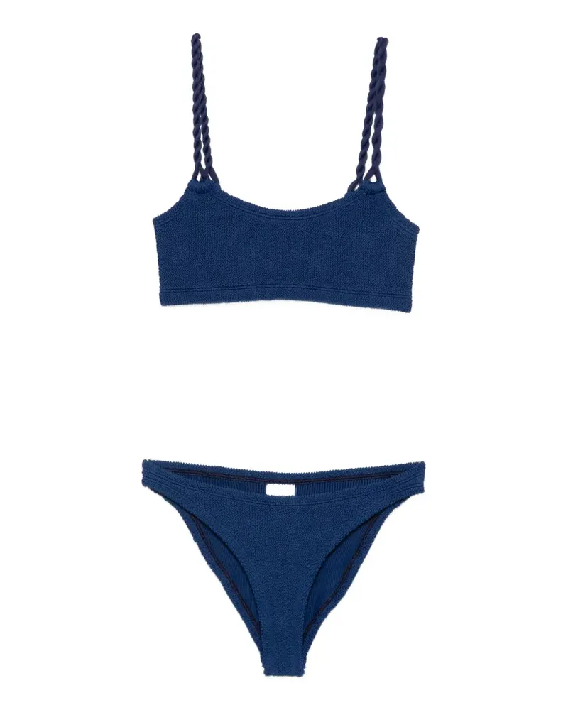Hunza G Phoebe Bikini in Knitteroptik - Blau Blau