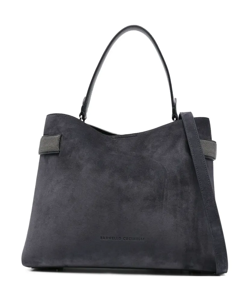 Brunello Cucinelli Shopper aus Wildleder - Blau Blau