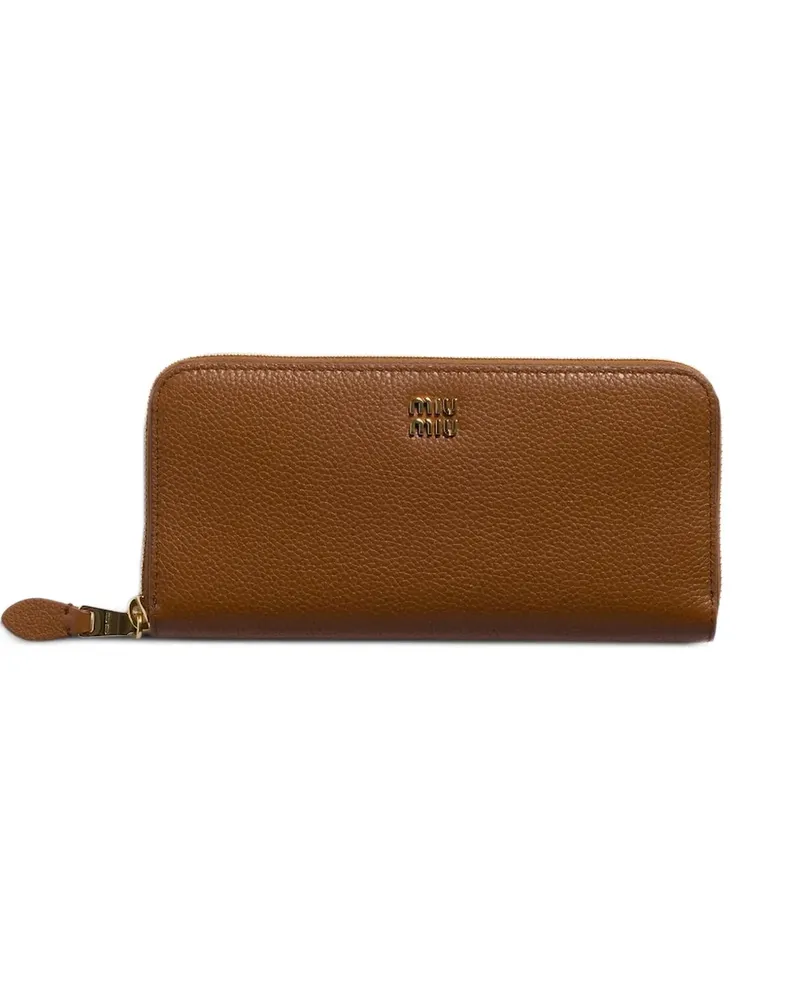 Miu Miu Portemonnaie mit Logo-Applikation - Braun Braun