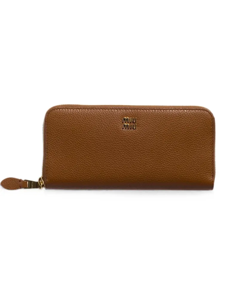 Miu Miu logo-appliqué wallet - Braun Braun