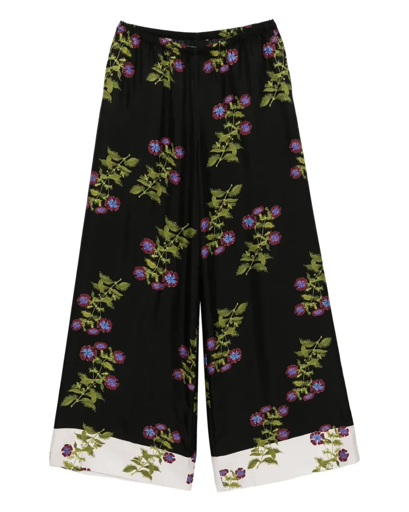 Cynthia Rowley Hose mit Blumen-Print - Schwarz Schwarz