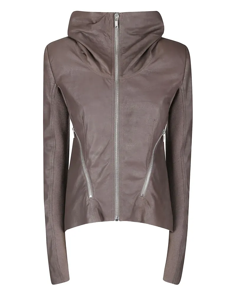 Rick Owens Naska Lederjacke mit Reißverschluss - Braun Braun