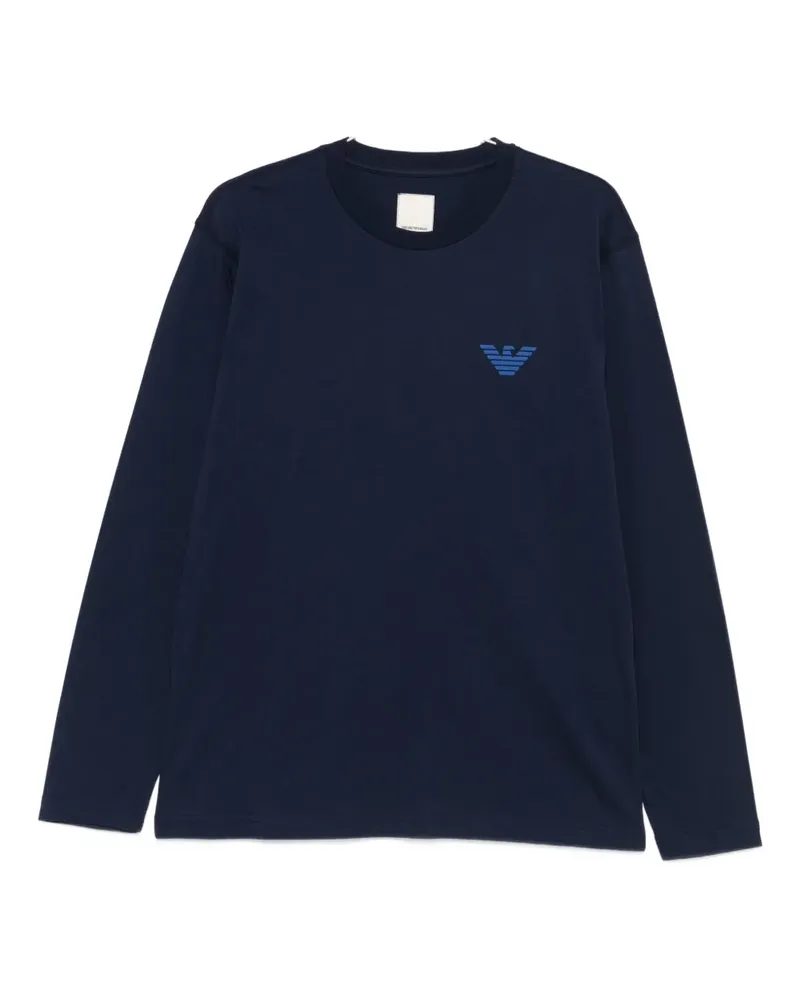 Emporio Armani Langarmshirt mit Logo-Print - Blau Blau