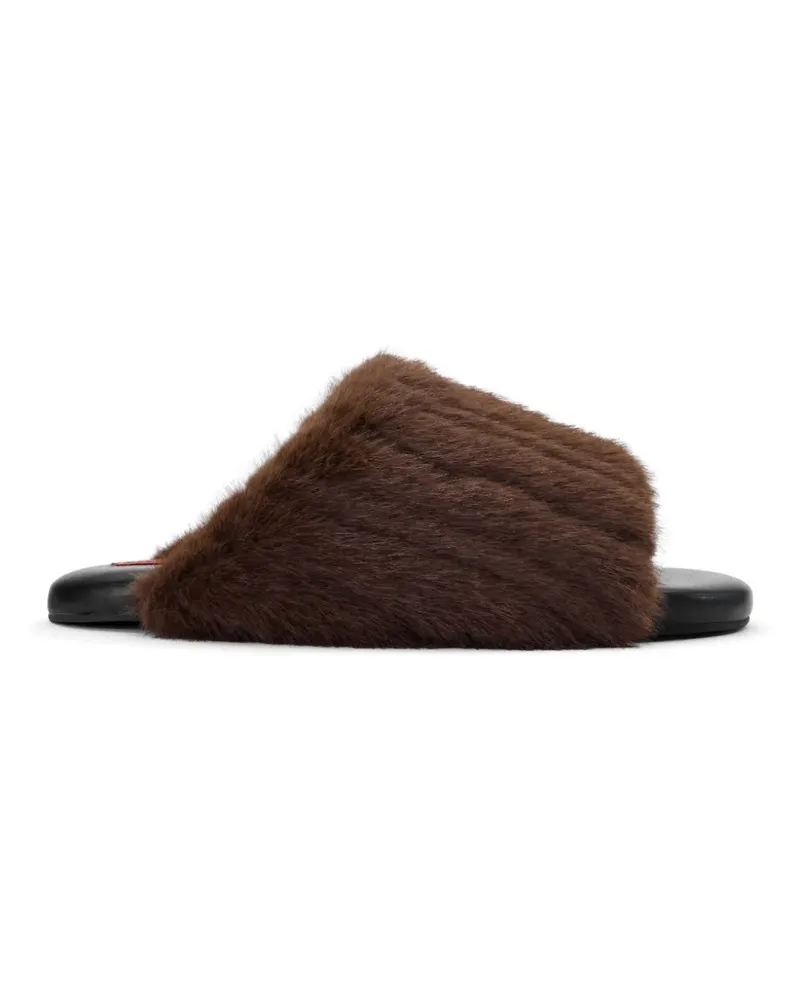 Simon Miller Furry Bubble faux-fur slides - Braun Braun