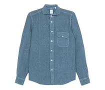 Button-down-Hemd mit Klappentasche - Blau
