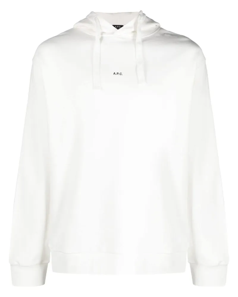 A.P.C. Hoodie mit Logo-Print Weiß