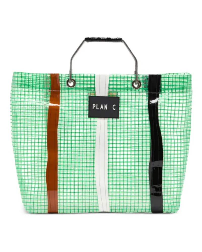 PLAN C striped grid tote bag - Grün Grün