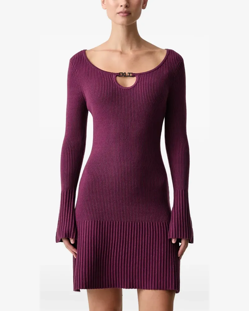 Karl Lagerfeld logo-plaque ribbed-knit mini dress - Violett Violett