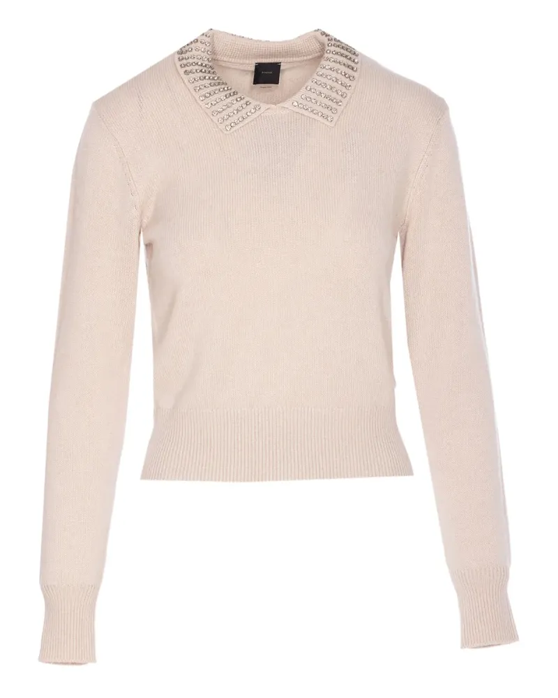 Pinko Pullover mit Kristallkragen - Nude Nude