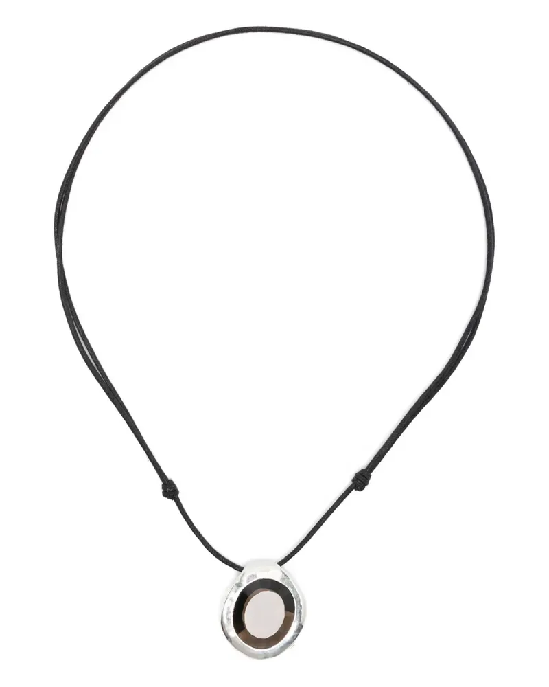 Rosa Maria Sterlingsilber-Halskette mit Rauchquarz mit unregelmäßigem Anhänger Silber