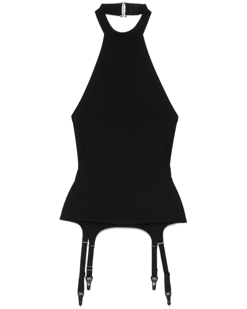 Maison Close Oberteil mit Hosenträgern - Schwarz Schwarz