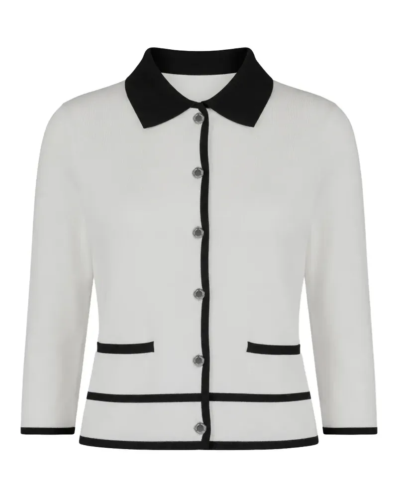 Morgan Cardigan mit Kontrastdetails - Weiß Weiß