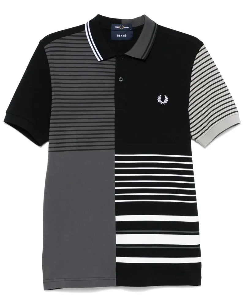 Fred Perry x Beams gestreiftes Poloshirt - Schwarz Schwarz