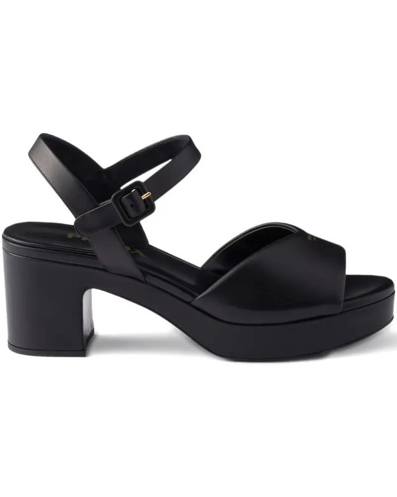 Prada Plateau-Sandalen mit Schnallenriemen 65mm - Schwarz Schwarz