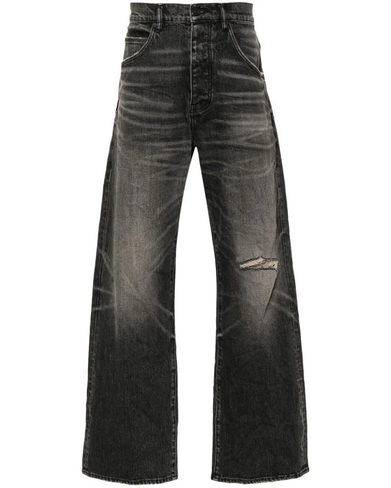 PURPLE BRAND Halbhohe P018 Wide-Leg-Jeans - Schwarz Schwarz