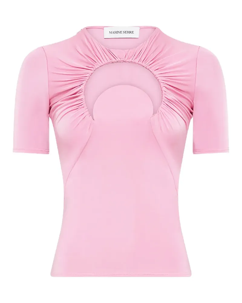 Marine Serre Moon-motif gathered jersey T-shirt - Rosa Rosa