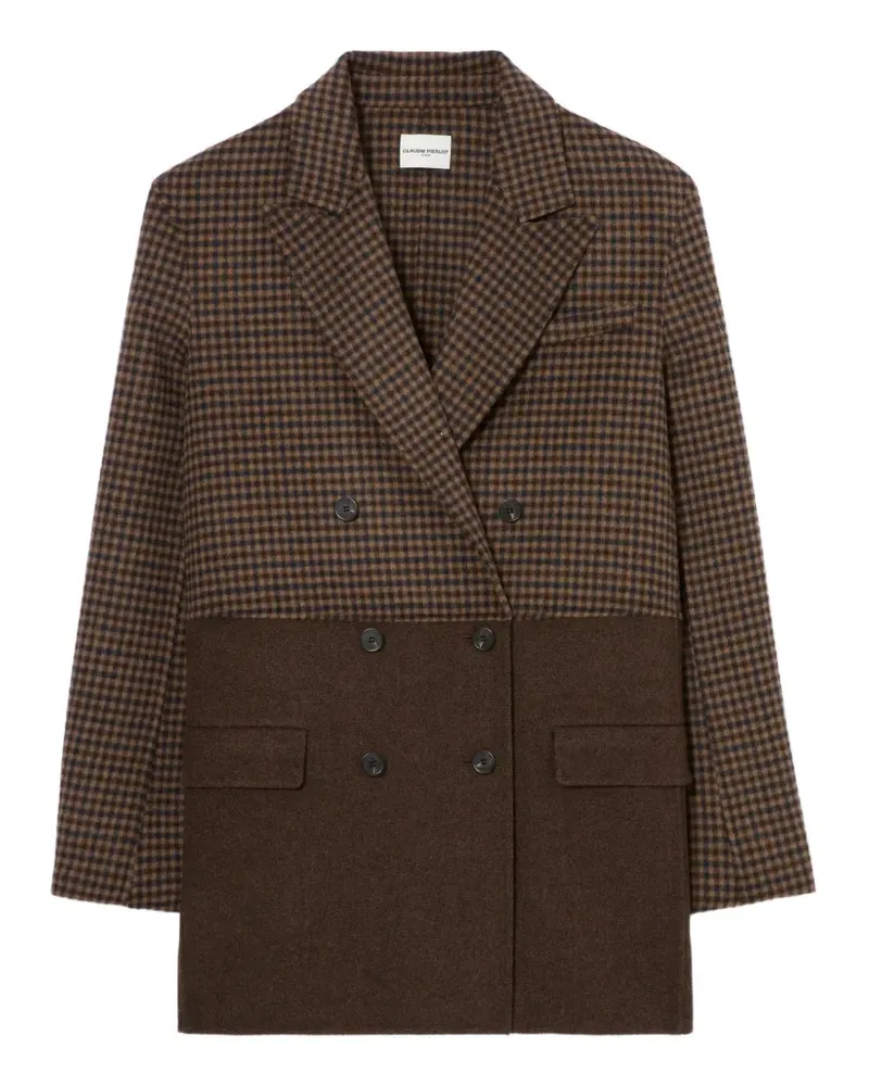 Claudie Pierlot plain checked wool coat - Braun Braun