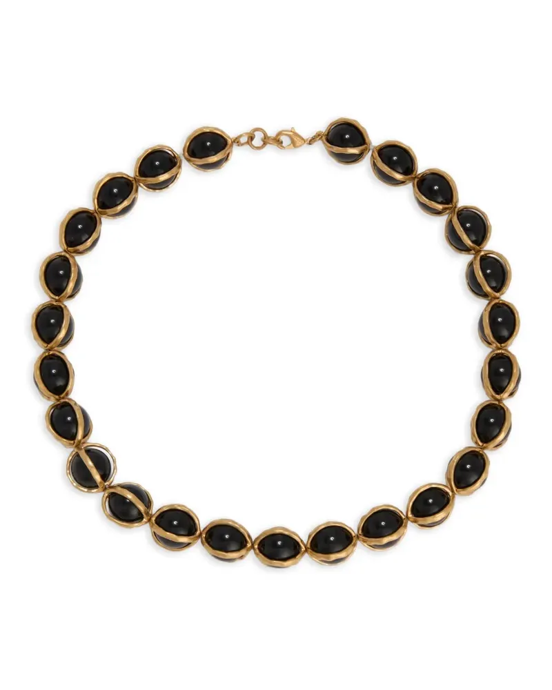 Jil Sander onyx-embellished brass necklace - Schwarz Schwarz