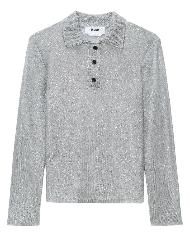MSGM Verziertes Poloshirt - Grau Grau