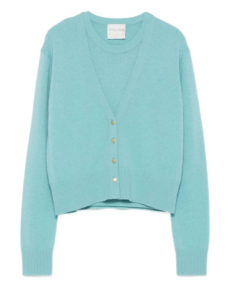 forte_forte Cardigan mit V-Ausschnitt - Blau Blau