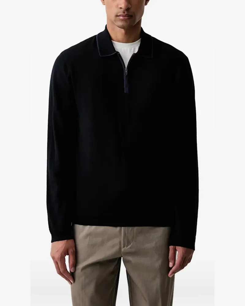 Emporio Armani Travel Essential smooth wool polo-collar sweater - Schwarz Schwarz
