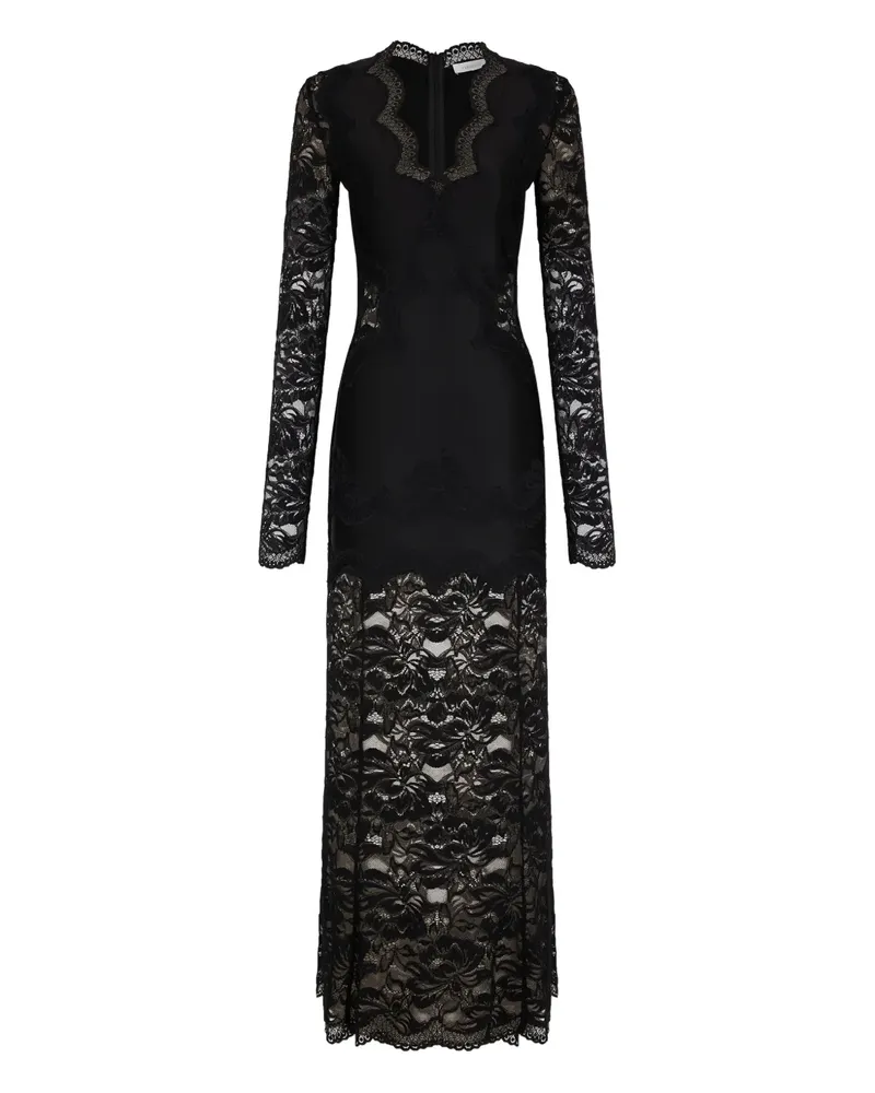 Paco Rabanne long-sleeve lace maxi dress - Schwarz Schwarz