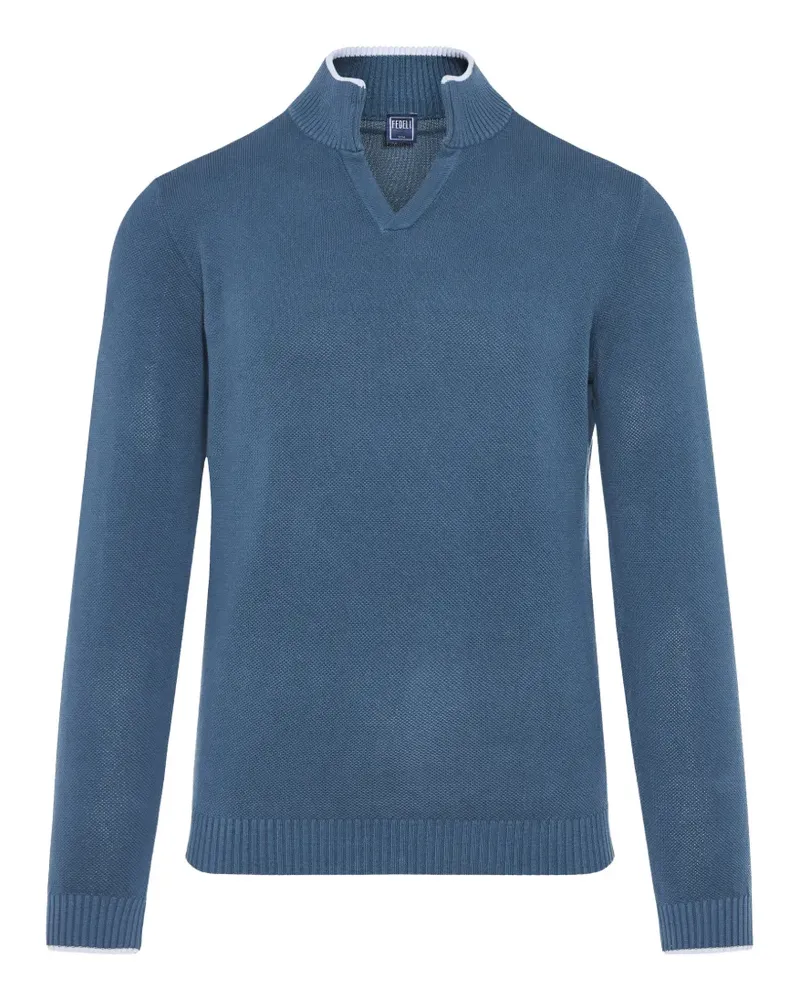 Fedeli Pullover mit V-Ausschnitt - Blau Blau