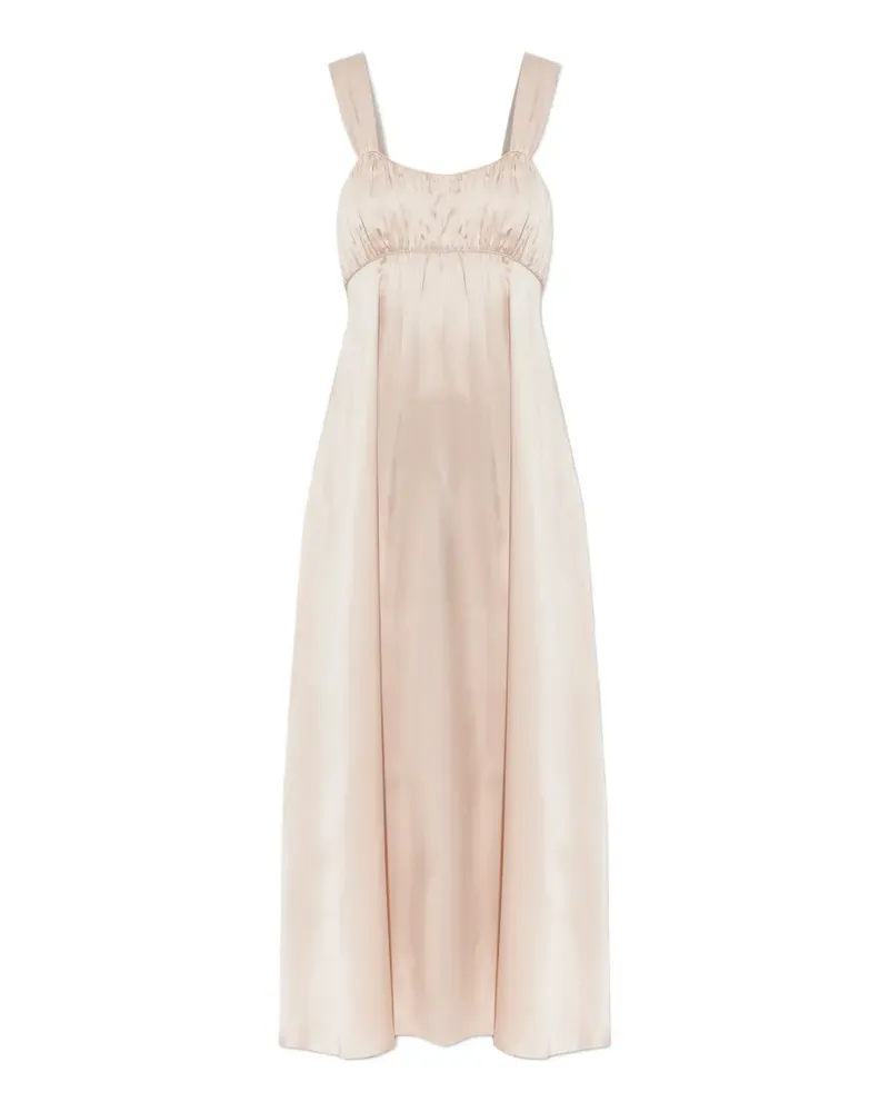 Chloé gathered silk midi dress - Nude Nude