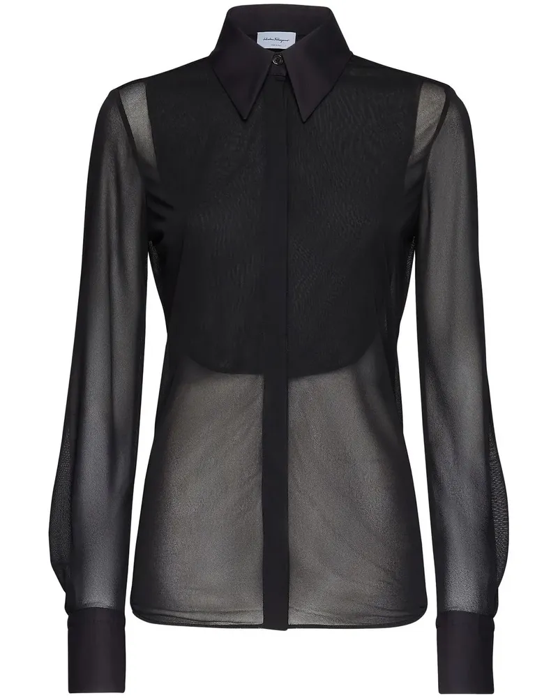 Ferragamo Semi-transparentes Oberteil - Schwarz Schwarz