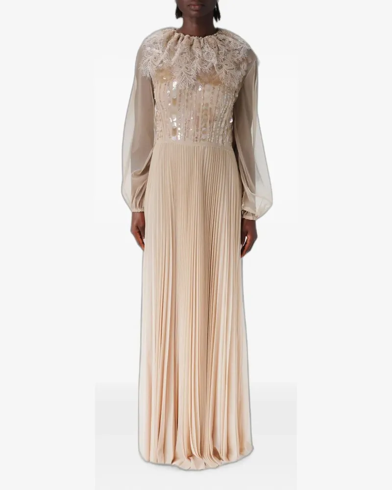 Fabiana Filippi sequin-embellished pleated maxi dress - Nude Nude