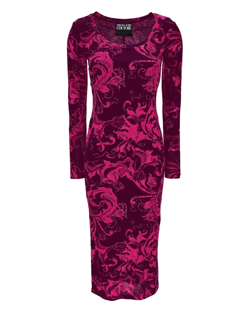 Versace Jeans Midikleid mit Barock-Print - Violett Violett
