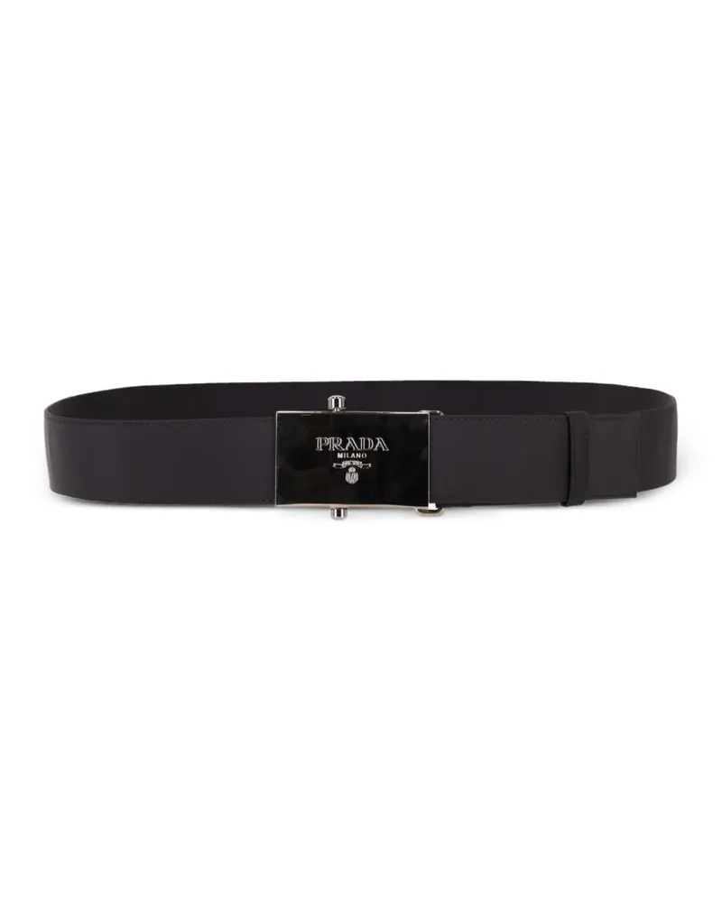 Prada logo-plaque buckle belt - Schwarz Schwarz