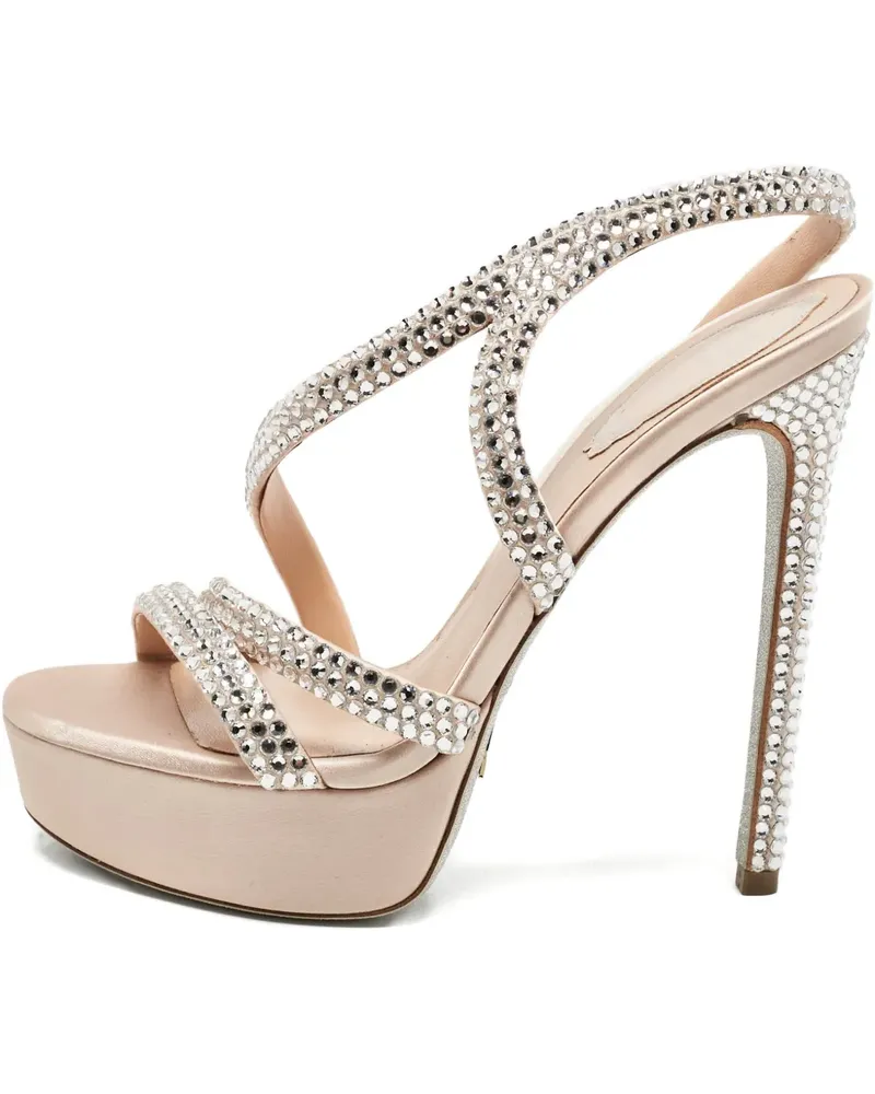 René Caovilla Lisa platform crystal sandals - Nude Nude