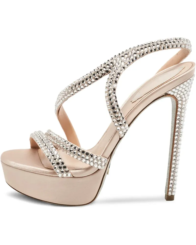 René Caovilla Lisa Plateau-Sandalen mit Kristallen - Nude Nude