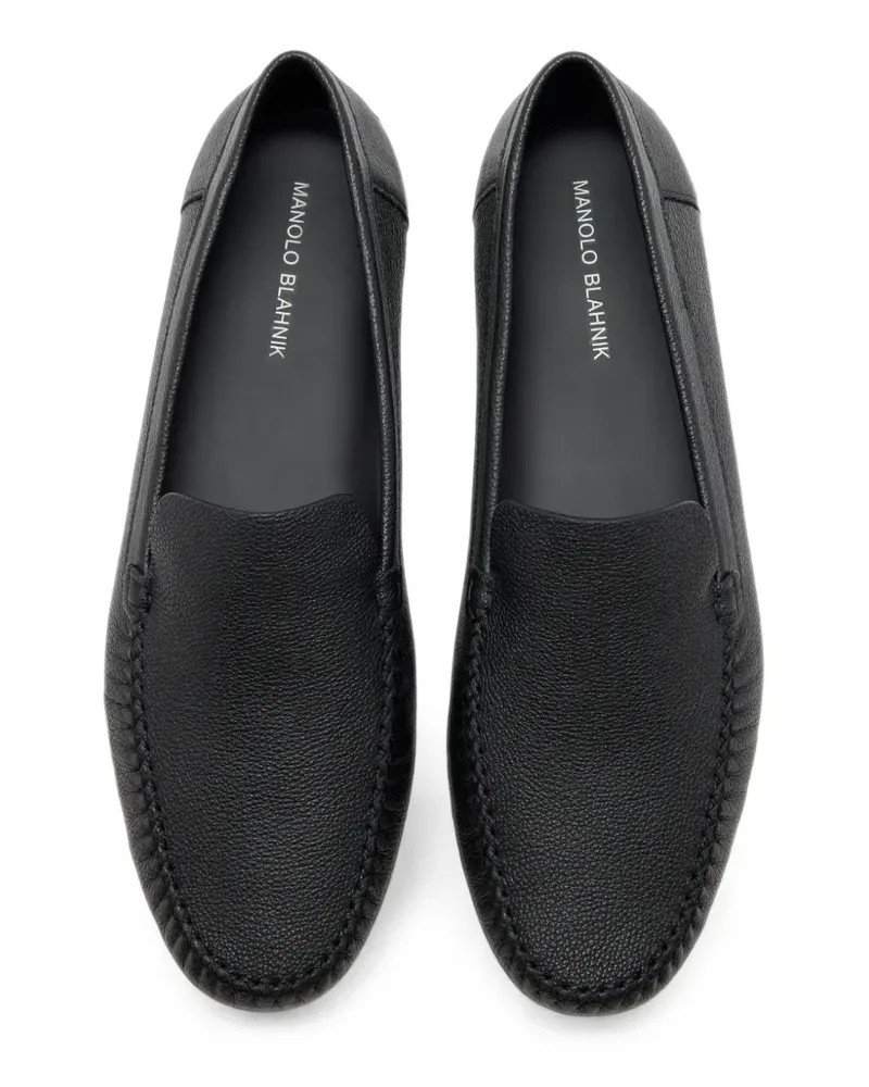 Manolo Blahnik Alder pebble-grain leather loafers - Schwarz Schwarz