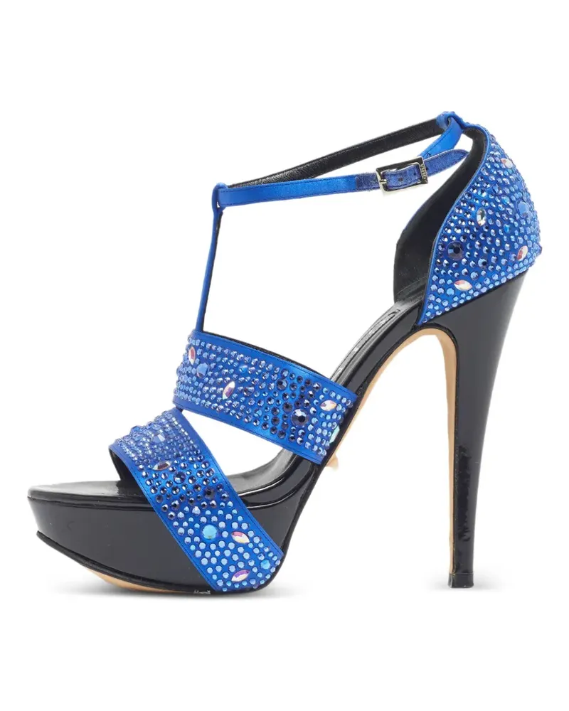 Gina Plateau-Sandalen mit Kristallen - Blau Blau