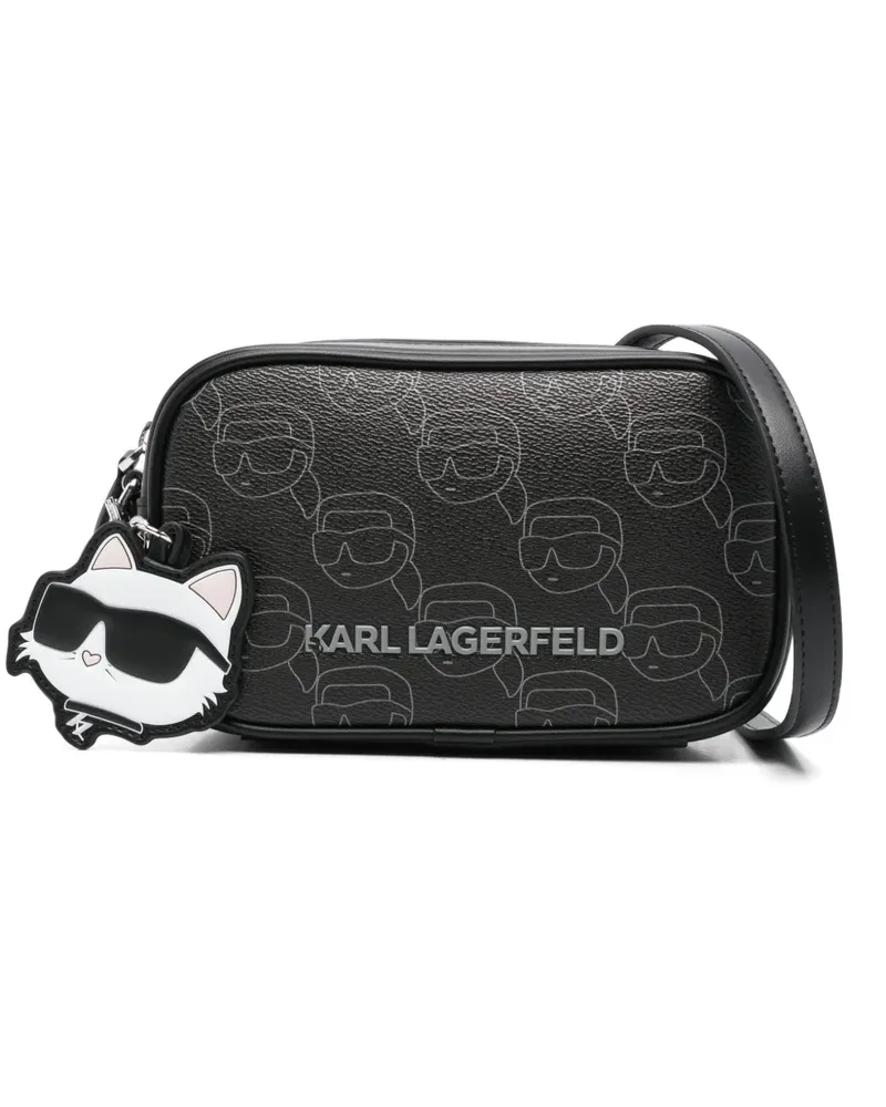 Karl Lagerfeld Ikon Monogram Umhängetasche - Schwarz Schwarz